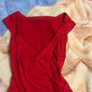 Red V-Neck Top